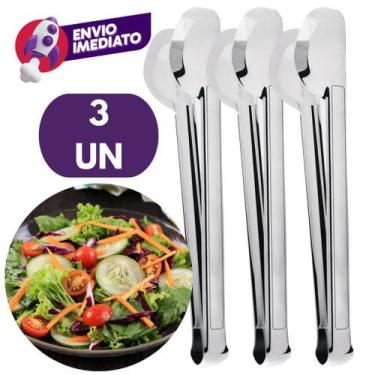 Imagem de Kit Pegador Universal 29Cm Tipo Pinça Em Inox Premium Multiuso Salada 