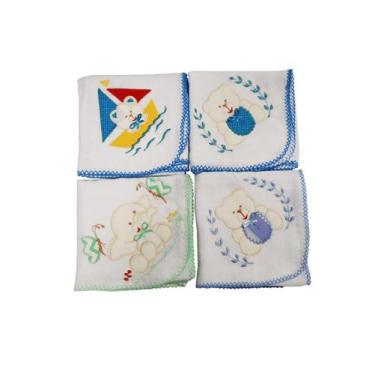 Imagem de 1 Fralda De Pano ul Bordado Quadriculado 70X70Cm Crochê - Dugu