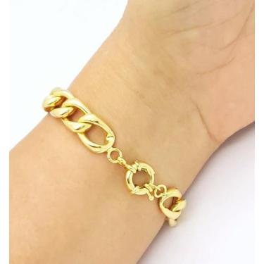 Imagem de Pulseira Elos Grumet 20cm Banho Ouro 18k 1796B - Très Chic Joias, 20 c