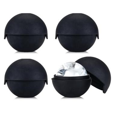 Imagem de Viski Molde de esfera de gelo, moldes de cubo de gelo de silicone, molde de bola de gelo grande, molde de bolas de gelo de uísque, moldes de cubos de gelo Bourbon, molde de bola de gelo, molde de