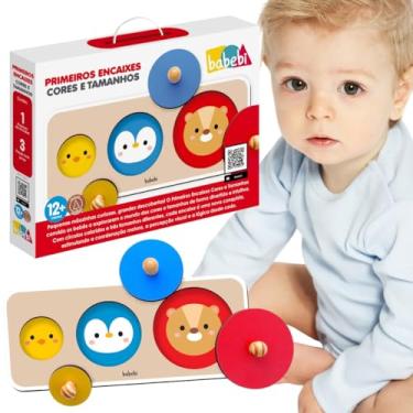 Imagem de Babebi Primeiros Encaixes Cores e Tamanhos, Brinquedo Educativo para Bebês, 12+ Meses, 3 Peças