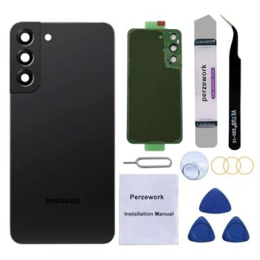 Imagem de Perzework Substituição de vidro traseiro traseiro para Samsung Galaxy S22 Plus 16.8 cm 5G com kit de ferramentas de reparo e adesivo pré-instalado (Phantom Black)