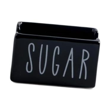 Imagem de Fenteer Suporte para sachês de açúcar para exibição em cafeterias, dispensador moderno de sachês de açúcar, suporte para de chá para cozinha, mesa de fazenda, Preto