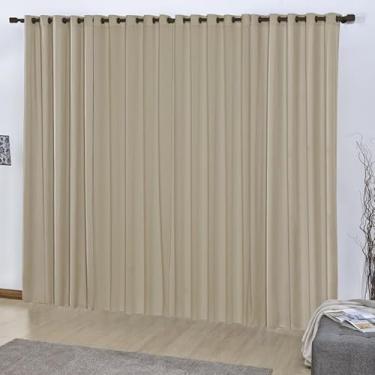 Imagem de Cortina Blackout com Ilhós, 3,00m x 2,80m, Tecido Duplo, Corta Luz para Sala e Quarto, Poliéster (Avelã)