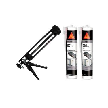 Imagem de Kit Aplicador de Silicone Cartucho Tytan 40852 + 2 Selantes Sika Sikaflex 501 LA Branco 400gr