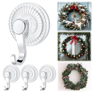 Imagem de AceOrbit Pacote com 4 ganchos resistentes para copo de guirlanda a vácuo, ganchos transparentes com ventosa para porta de vidro de janela, suporte reutilizável removível para cozinha, banheiro