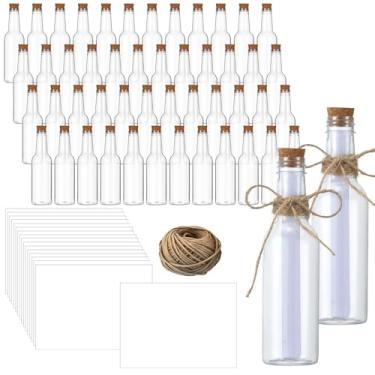 Imagem de Baderke 48 garrafas de mensagem de 159 g com impressora de cartas, garrafas de plástico de papel e rolhas para convites de mensagem, aniversário, casamento, chá de bebê, artesanato faça você mesmo