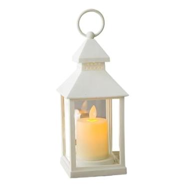 Imagem de Lanternas de Vela e Lamparinas Decorativas Candlestick tipo lanterna Led romântico para decoração de festa(2,Branco)