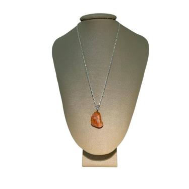 Imagem de Colar Cadeado Prata 925 Calcita Laranja Polida - P. Vecchio