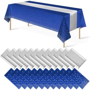 Imagem de Conjunto de toalhas de mesa MASHAN, pacote com 24 unidades, Blue Silve