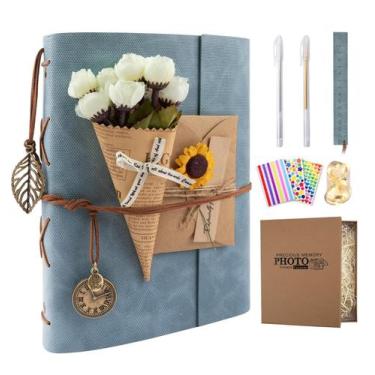 Imagem de Álbum de fotos de álbum de recortes ALKALO 104 páginas em couro DIY