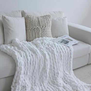 Imagem de Manta Maetoow Chenille Chunky Knit 152x203 cm branca