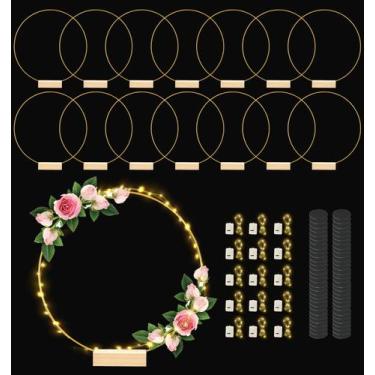 Imagem de Conjunto de argolas florais de metal Hollyfly 12" dourado, 15 conjunto