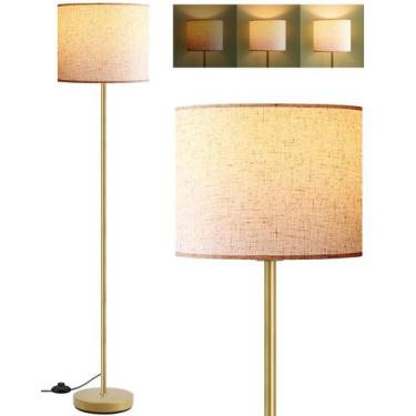 Imagem de Luminária de chão BoostArea Gold 58 cm de altura com abajur bege