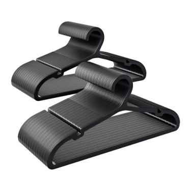 Imagem de Cabides de roupas ABHENG, pacote com 80, plástico antiderrapante, pret