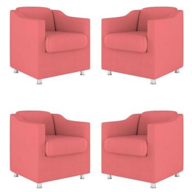 Imagem de Kit 4 Poltronas Tilla Decorativas Consultório Sala Tecido Suede Cor:rosa