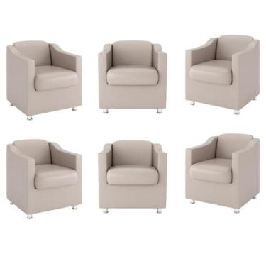 Imagem de Kit 6 Poltronas Decorativas Tilla Tecido Sintético
