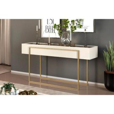 Imagem de Aparador de Sala Jantar Pilar c/ Espelho Off White - DJ Móveis