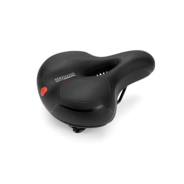 Imagem de Banco selim de bicicleta anatômico e antiprostático com molas duplas, design ergonômico e fita refletiva – confortável e resistente para MTB, speed e passeio