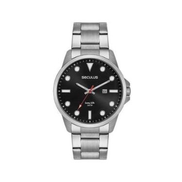 Imagem de RELÓGIO ANALÓGICO CALENDÁRIO AÇO SECULUS-Masculino