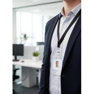 Imagem de Conjunto de porta-crachá retrátil - Clipe de metal durável com chaveiro para crachás (preto)