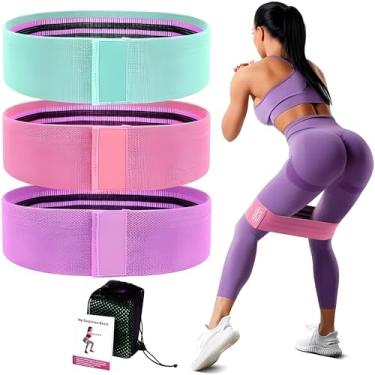 Imagem de Kit de 3 Bandas Elásticas de Resistência – Faixas de Exercício para Glúteos, Pernas, Pilates e Yoga | Ideal para Mulheres e Homens