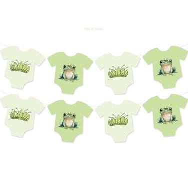 Imagem de Body de sapo verde faixa de chá de bebê - NO-DIY The Frog Decorações de chá de bebê para meninas princesas suprimentos de festa de aniversário glitter