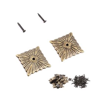 Imagem de SPYMINNPOO Tachas Material de Ferro Pregos Decorativos Estilo Vintage para Móveis, Tamanhos Variados 100 PCS Unhas Lisas de Ameixa Quadradas Margaridas para Cesta de sofá Tambor de Artesanato