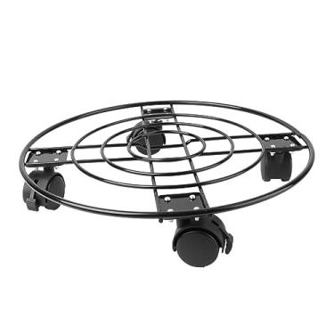 Imagem de YYBOES Base para vaso de flores, polia, base para vaso de flores, suporte redondo para vaso de flores, suporte de vaso de ferro, suporte de vaso inferior com porta-copos de rodas