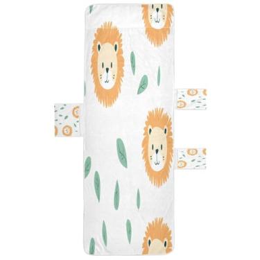 Imagem de Wassud Capa de toalha de cadeira de salão de leão de desenho fofo para piscina e praia para espreguiçadeiras de hotel ao ar livre 215 x 76 cm