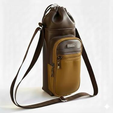 Imagem de Bolsa Térmica (MARROM COM OURO) GALANTE para Garrafa de 750 ML em Couro Sintético - Coleção Cores VERÃO 2026