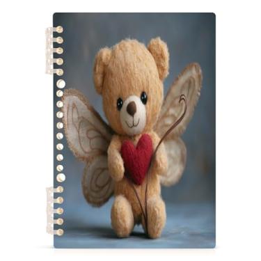 Imagem de Burbuja Caderno Cupido Urso dos Namorados, papel pautado universitário A5 com 60 folhas, fichário para escritório, 1 pacote