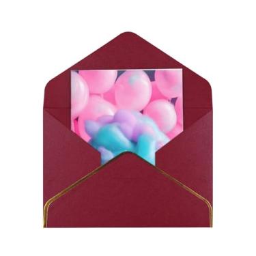 Imagem de SKKNT Cartões de felicitações em branco versáteis com estampa de algodão doce vermelho com envelopes 11,4 x 15,2 cm