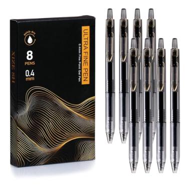 Imagem de XIZE SH Canetas esferográficas de tinta gel, ponta fina de 0,4 mm, escrita suave para diário, anotações, tinta preta, pacote com 8