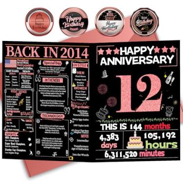 Imagem de Joycard Cartão de aniversário de 12 anos para mulheres, cartão de casamento para esposa, presentes de decorações de casamento doces para casal, perfeito para ela no dia do aniversário, em 2014