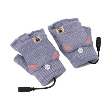 Imagem de Cryfokt Luvas Aquecidas USB Homens Mulheres Aquecedor de Mãos Sem Dedos de Inverno para Escritório de Trabalho, Várias Maneiras de Usar para Jogos de Digitação, Aquecimento Uniforme de 40-45 ℃, (Azul)