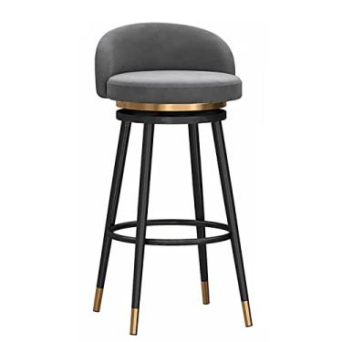 Imagem de Conjunto de bancos de bar com altura giratória de 360°, banqueta de veludo estofada com encosto moderno, cadeiras de jantar para pub, ilha, casa, cozinha