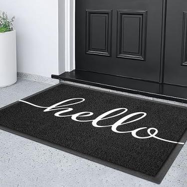 Imagem de KILOCOCO Hello Capacho de boas-vindas, tapete para porta da frente, exterior, entrada baixa, antiderrapante, exterior, área de alto tráfego, tapetes de entrada de borracha para cozinha interior, 78,7