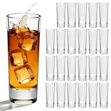 Imagem de Flrolove Pacote com 24 copos de shot de base pesada a granel - Conjunto de copos cilíndricos de 60 g de altura para tequila, uísque, vodca, bebidas espirituosas e licores - Copos pequenos para festa