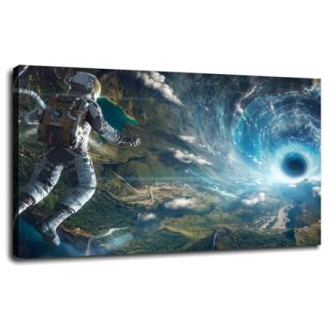 Imagem de Astronaut Wall Art Futuristic Canvas Prints Gravity Poster For Home Conjunto de 1 Decorações com Moldura 68.6 cm x 40.6 cm