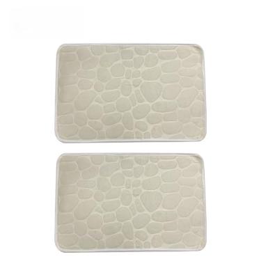 Imagem de Tapete Soft Antiderrapante Super Macio 60x40cm – Tapete Absorvente em Poliéster para Banheiro, Sala e Quarto(KIT2-Bege)