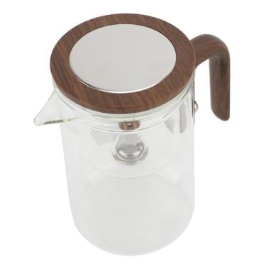 Imagem de aqxreight Bule de Vidro Com Infusor 600ml de Aço Inoxidável One Touch Tea Maker Chaleira Transparente Com Alça de Madeira para Home Office e Tampa e Permanece até Mesmo Neste Copo de Aço para chá