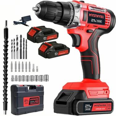 Imagem de MYSTNYRX Conjunto De Furadeira Elétrica Sem Fio - Kit Chave Fenda Máx. 21 V Com 2 Baterias E Carregador Rápido, 24 Acessórios, Mandril 3/8 Pol., Velocidade Variável, Ajustes Torque + 1, Caixa Ferram