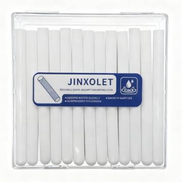 Imagem de Pacote com 13 bastões de secagem de fibra, desumidificador reutilizável para controle de umidade e odor (16,5 × 1,35 cm) com embalagem selada individual e caixa de armazenamento de acrílico