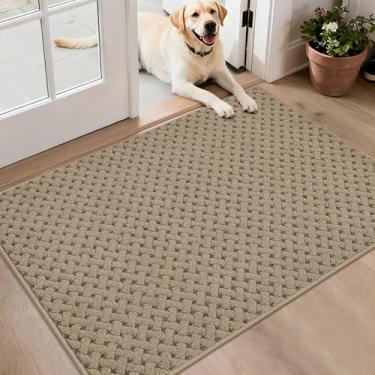 Imagem de BEQHAUSE Tapete de porta antisujeira antiderrapante tapetes de entrada resistentes a manchas capachos absorventes para cães com aparência de tecido lavável capacho de boas-vindas para porta da frente