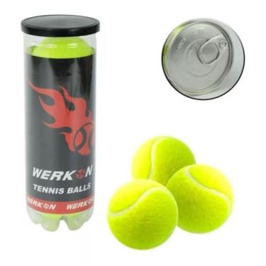 Imagem de Kit 3 Bolas De Tênis Verde De Borracha Resistente Com Tubo