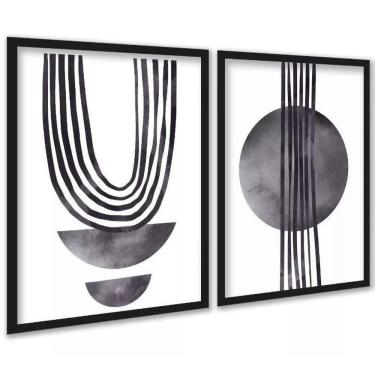 Imagem de Kit 2 Quadros Modernos Cinza Para Sala Ou Quarto 45X34Cm