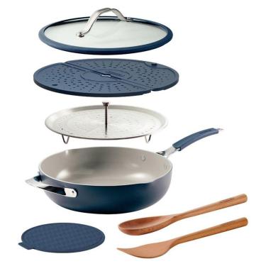 Imagem de Kit 7 Peças All In One Plus Tramontina Com Revestimento Interno Cerâmico E Externo Siliconado