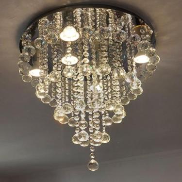 Imagem de Luminária Plafon De Cristal De 30mm Para Sala De Estar Com 40cm De Diâ