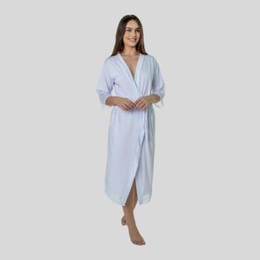 Imagem de Robe noiva feminino roupão de renda luxo hobe - ALTIE, Branco, GG